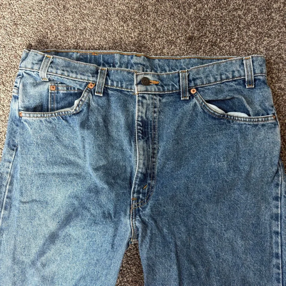 Vintage 1992 Levi's 505 Orange Tab Jeans Straight Leg Medium Wash USA VTG 36x30